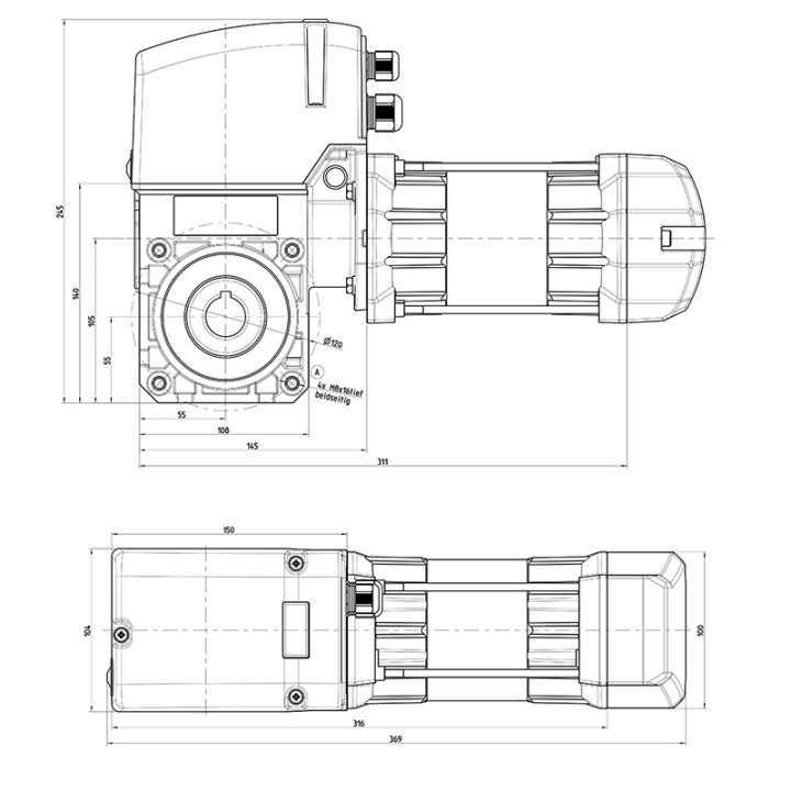 Moteur bout d'arbre 230v 60Nm