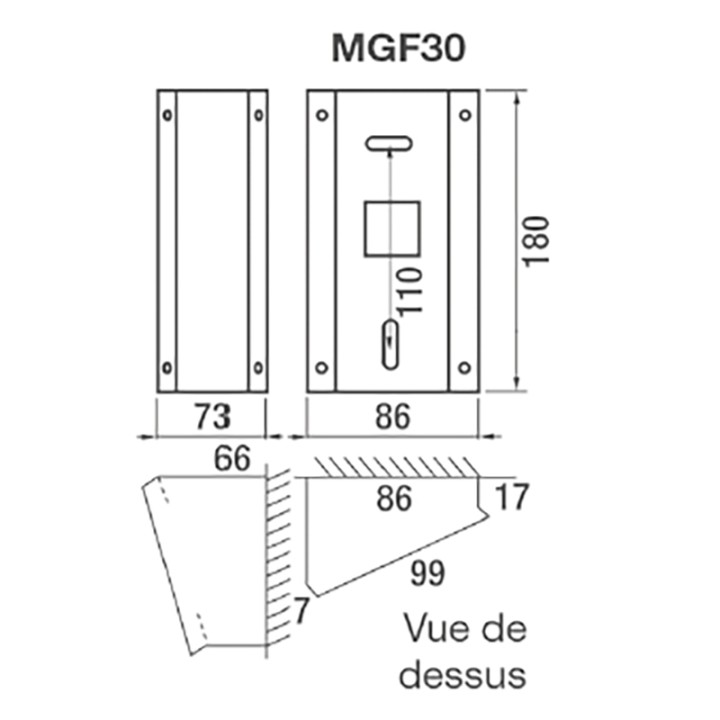 Boitier d'angle 30° platine JODV et JPDV