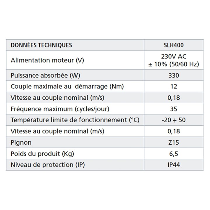 Kit coulissant 24v 400kg SLIGHT