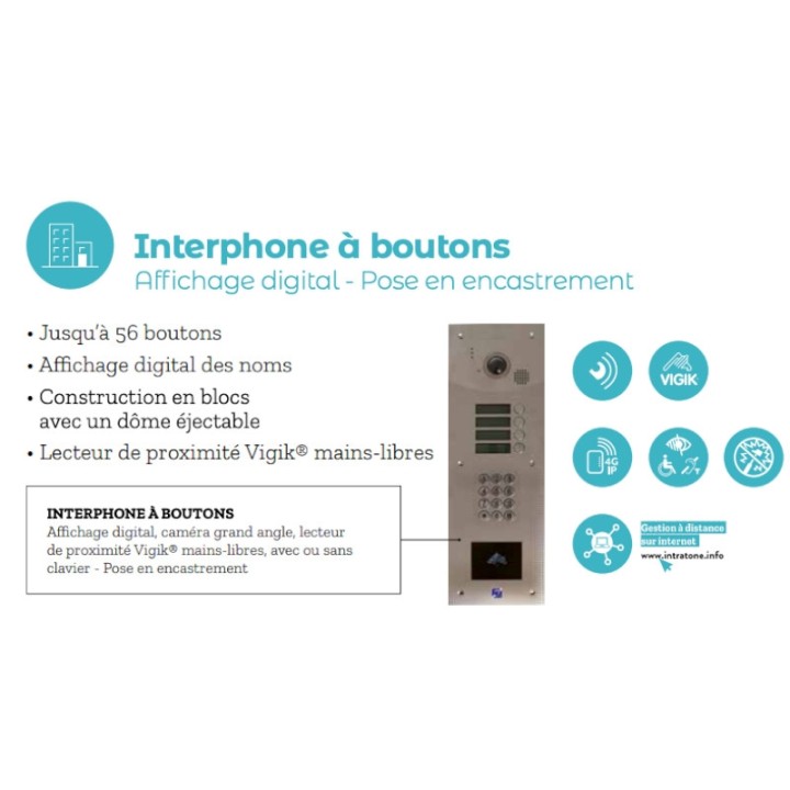 Kit vidéo GSM encastré 4 boutons INTRATONE| Diferbat | Distributeur FR