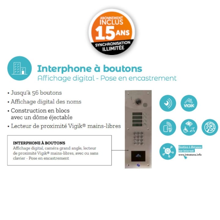 Kit vidéo prépayé encastré 16 boutons d'appel INTRATONE| Diferbat.fr |