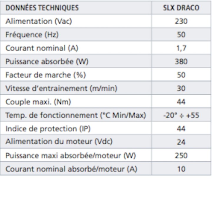 Moteur coulissant 24V 1000 Kg RAPIDE