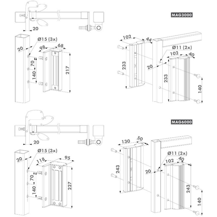 Ventouse RAL 9005 300Kg - Poignée de tirage profil 40 à 80 mm