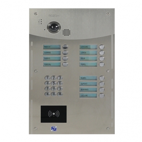 Interphone vidéo 20 bts clavier et lecteur - Encastrement - Inox