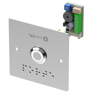 BP inox avec plaque d'encastrement et braille led bicolore buzzer