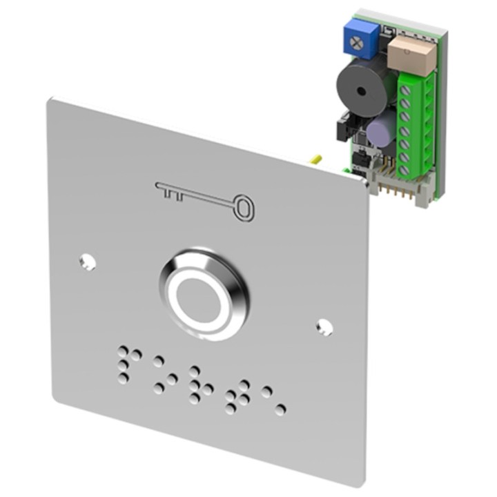 BP inox avec plaque d'encastrement et braille led bicolore buzzer