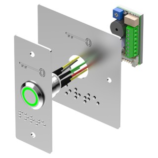 BP inox avec plaque etroite et large braille led bicolore buzzer