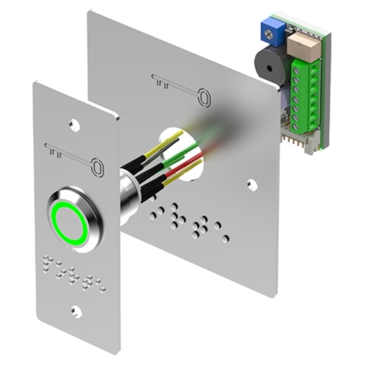 BP inox avec plaque etroite et large braille led bicolore buzzer