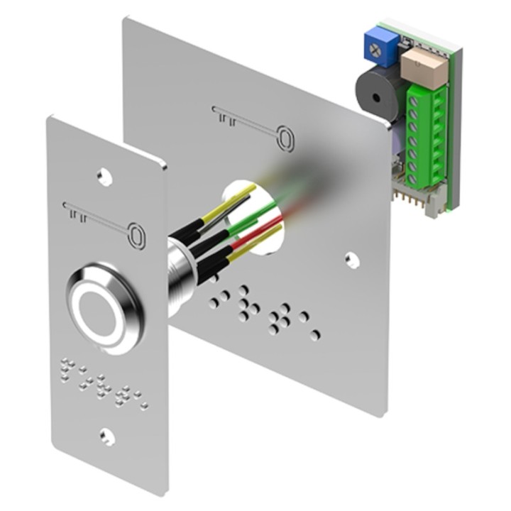 BP inox avec plaque etroite et large braille led bicolore buzzer