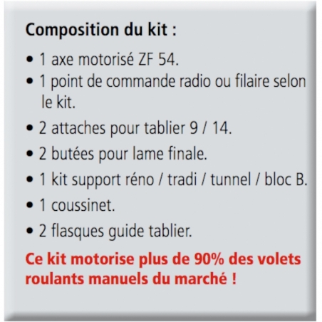 KIT AXE MOTORISE VR ILMO FILAIRE 6NM FDC AUTO LTM 1M30