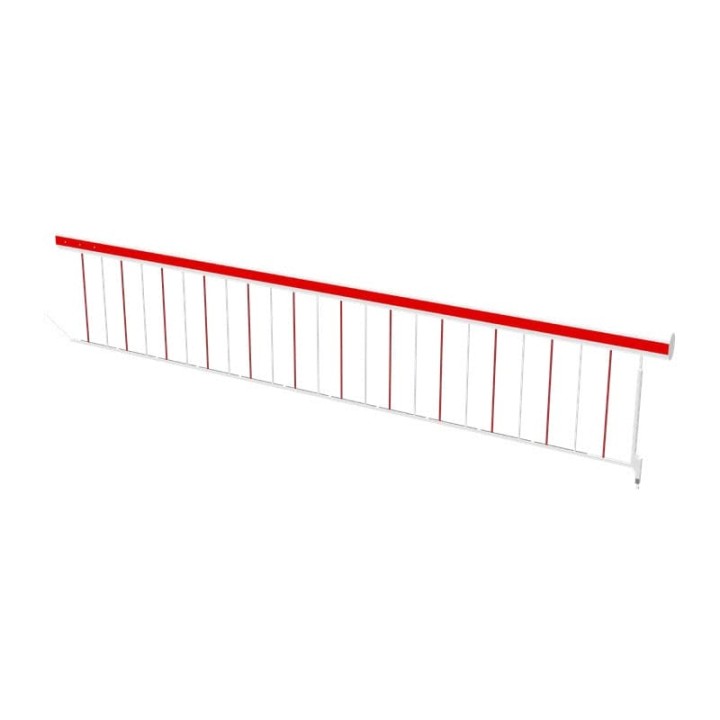 Grille basse articulée alu 3 m - Barreaux Rouges & Blancs - ø 14 mm