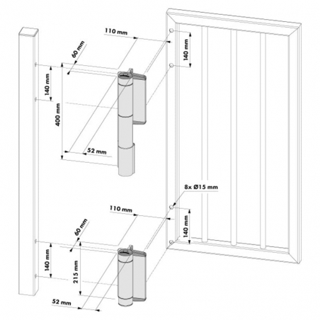 Charnière ferme-porte hydraulique ral 9005