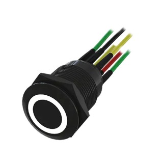 Bouton poussoir Vert/Blanc finition noire | Diferbat